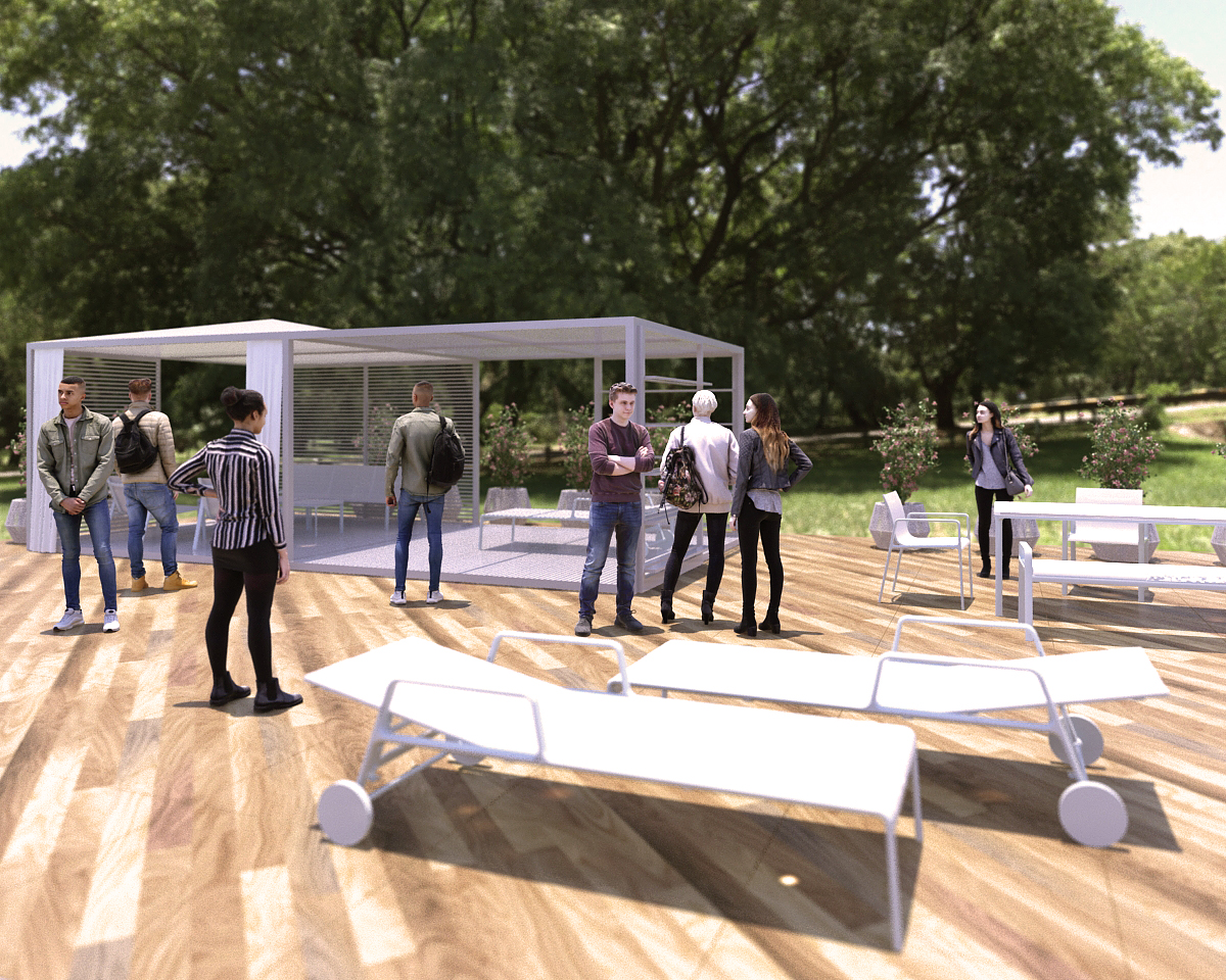 3d visualization and rendering of outdoor event for event design